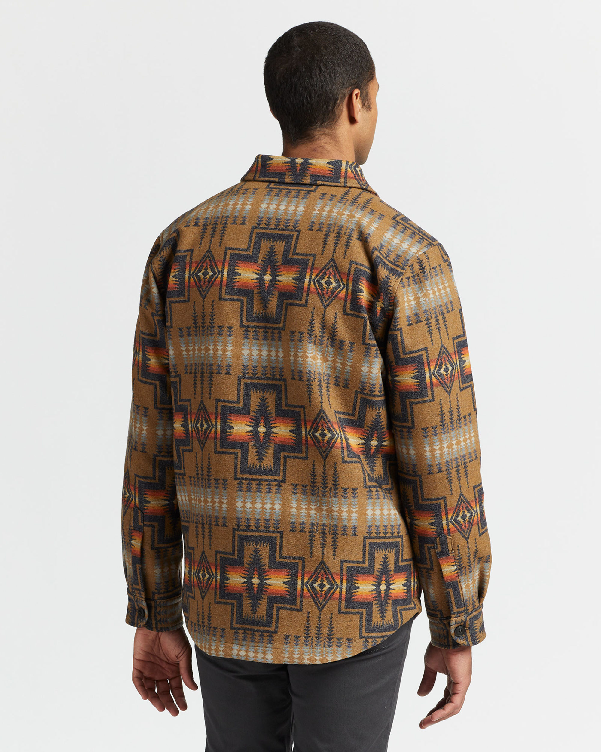 Pendleton Jacquard Bomber Jacket In Royal Blue Harding