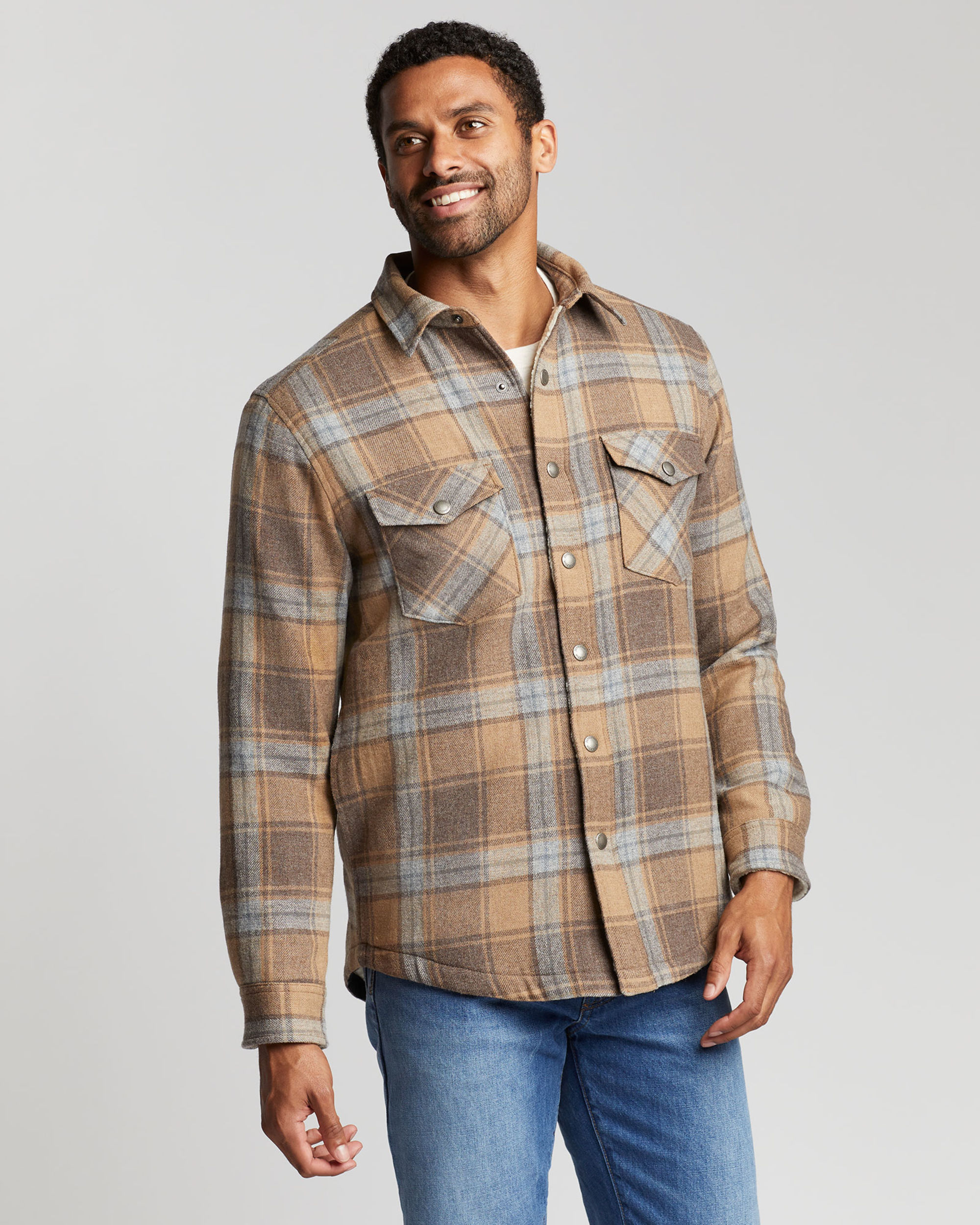 MEN'S SHERPA-LINED WOOL SHIRT JACKET