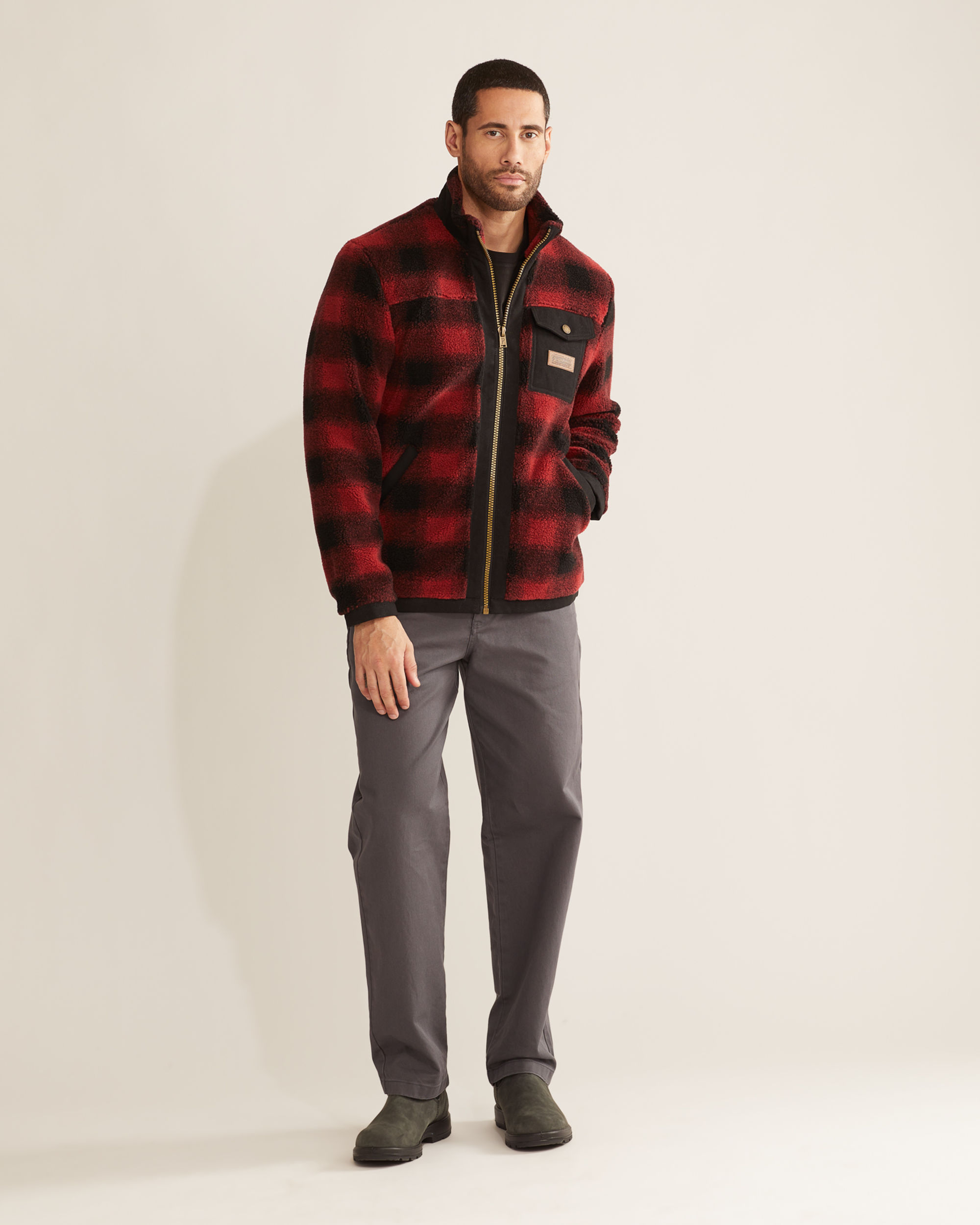 Tartan fleece top jacket
