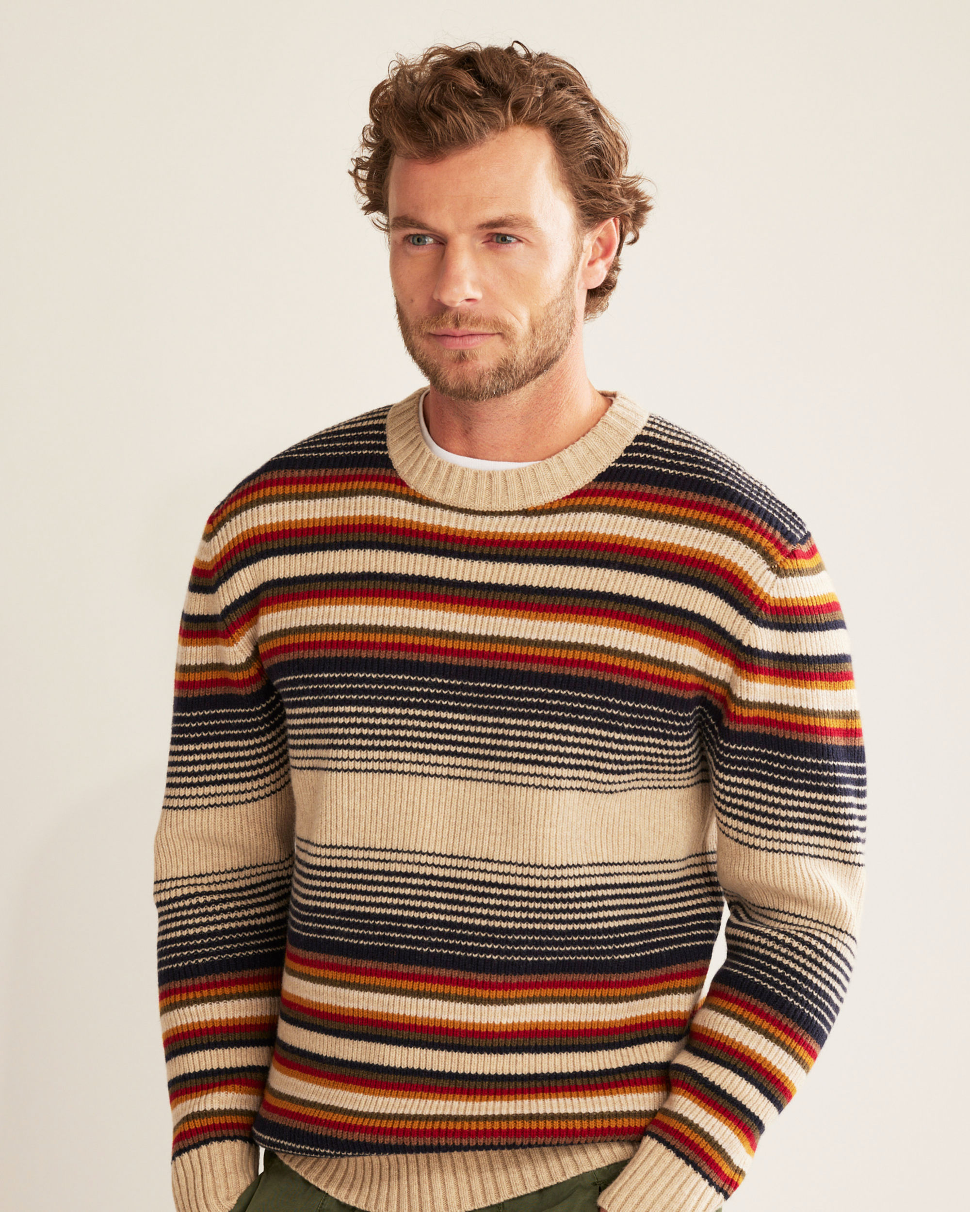 Look Stylish in the Men's Merino Stripe Crew Sweater | Pendleton