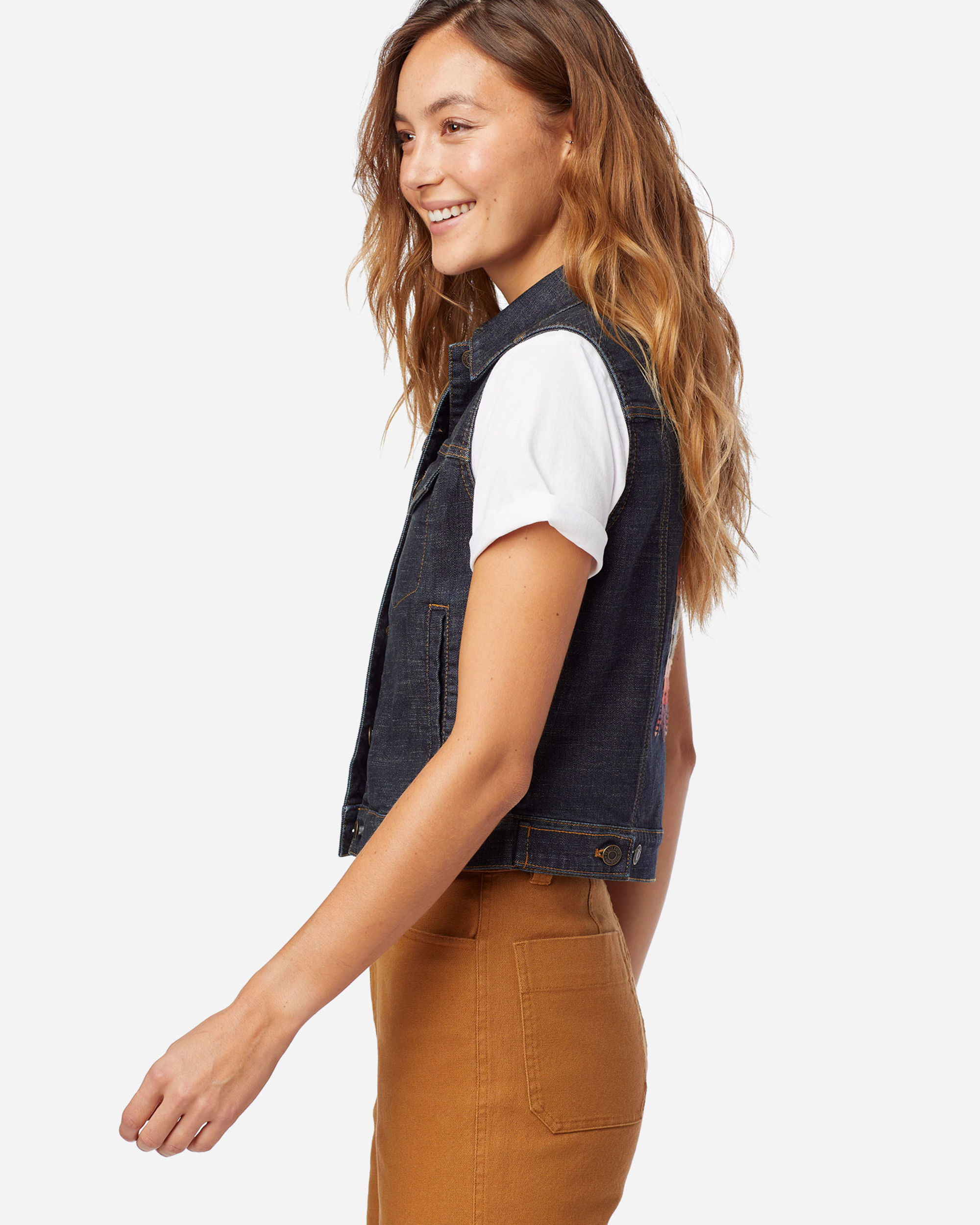 WOMEN'S EMBROIDERED DENIM VEST