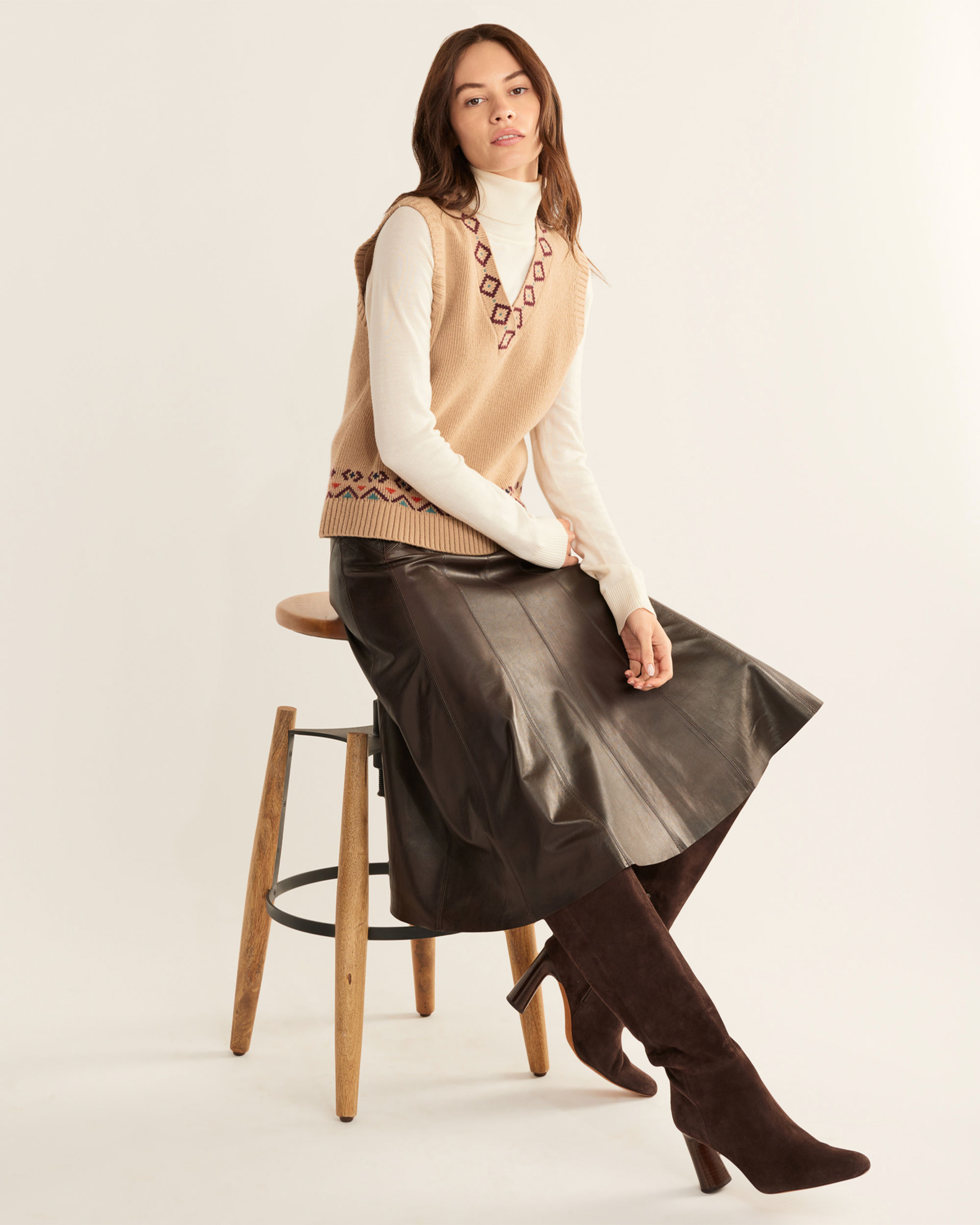 Harlow Long Vest - Cream main image 0