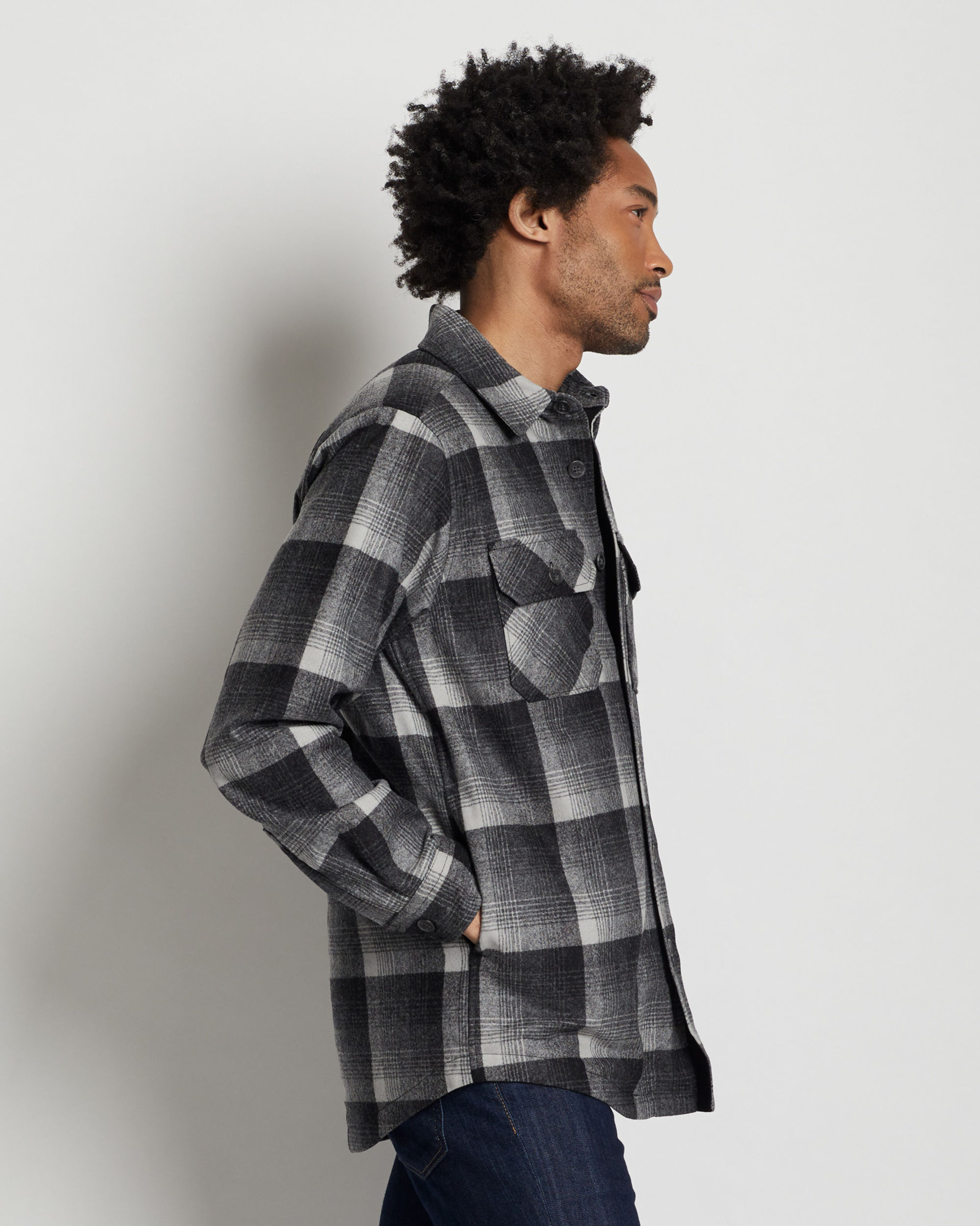 Men's Plaid Quilted Shirt Jacket