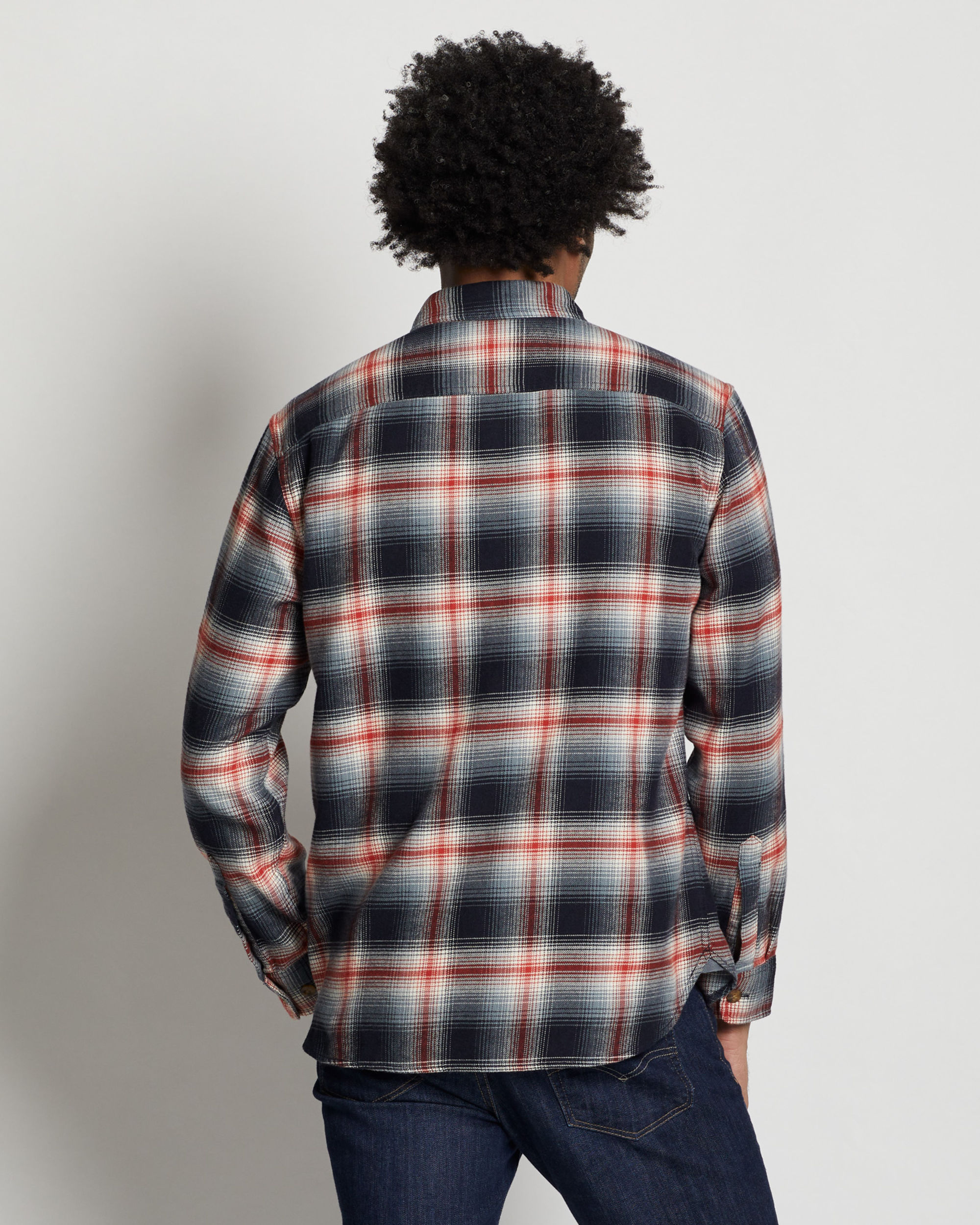 Men's Blue Plaid Burnside Double-Brushed Flannel Shirt