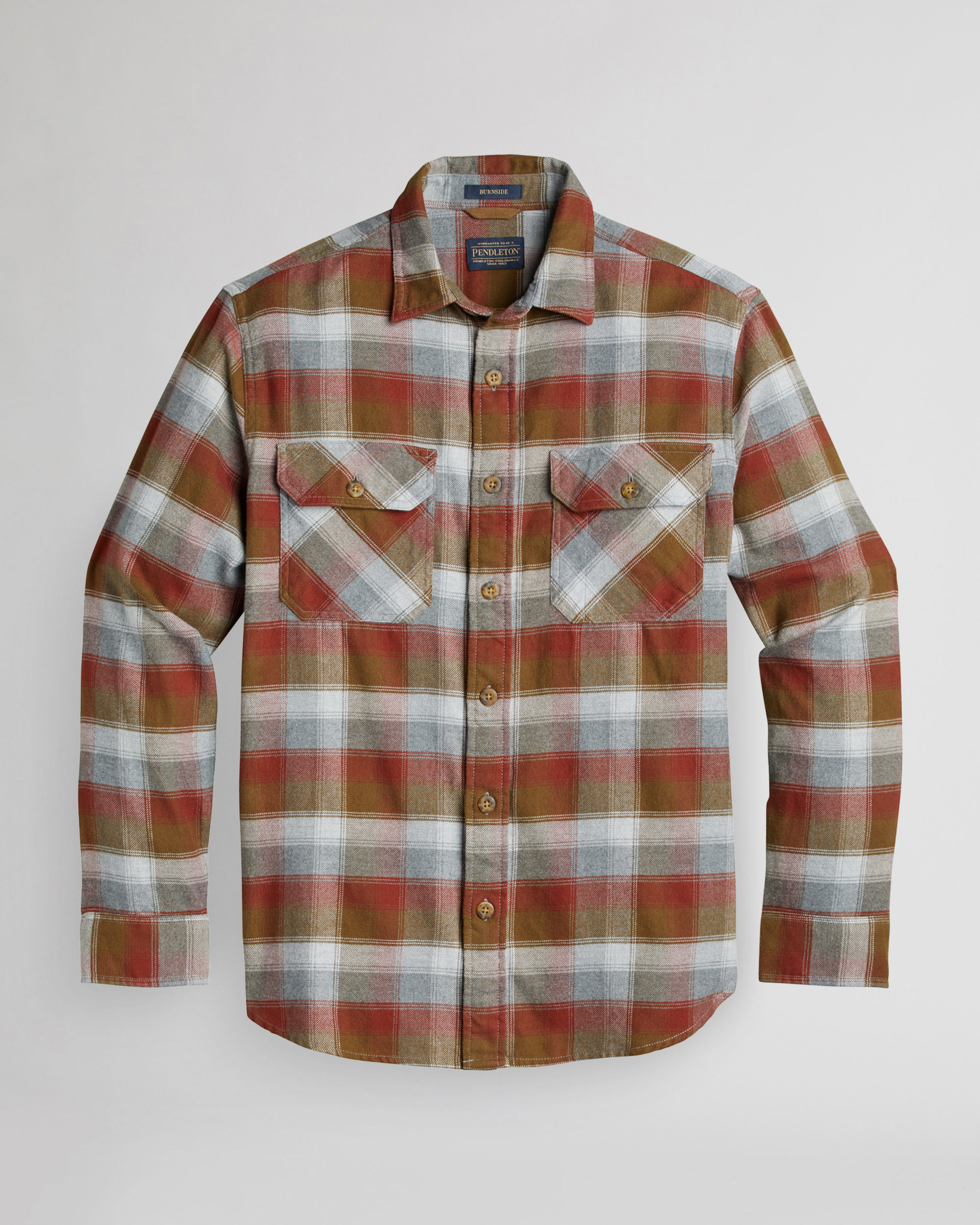 Men's Blue Plaid Burnside Double-Brushed Flannel Shirt