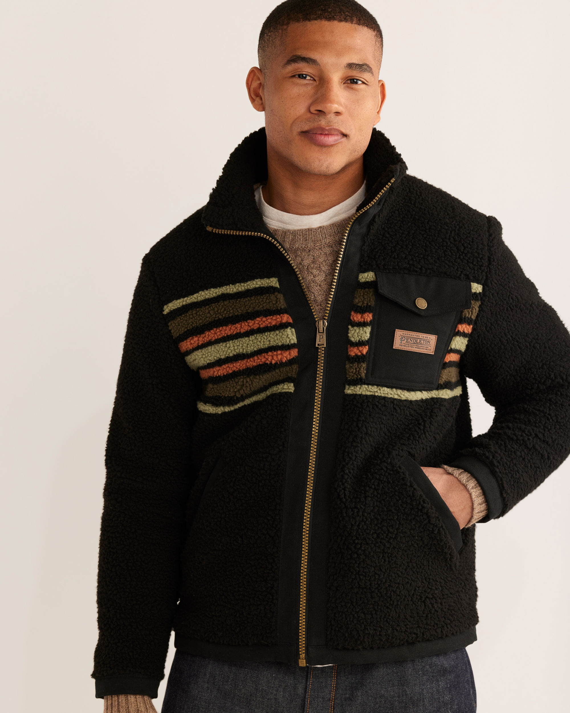 Stay Warm in Men's Lone Fir Stand-Collar Fleece Jacket | Pendleton