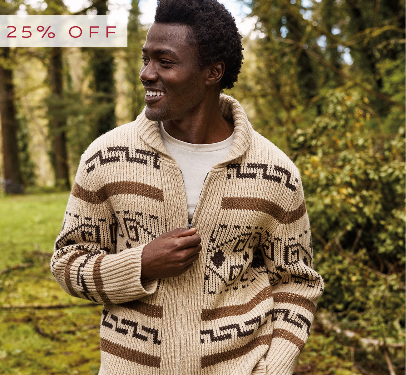Man Standing Outside in Original Westerley Sweater