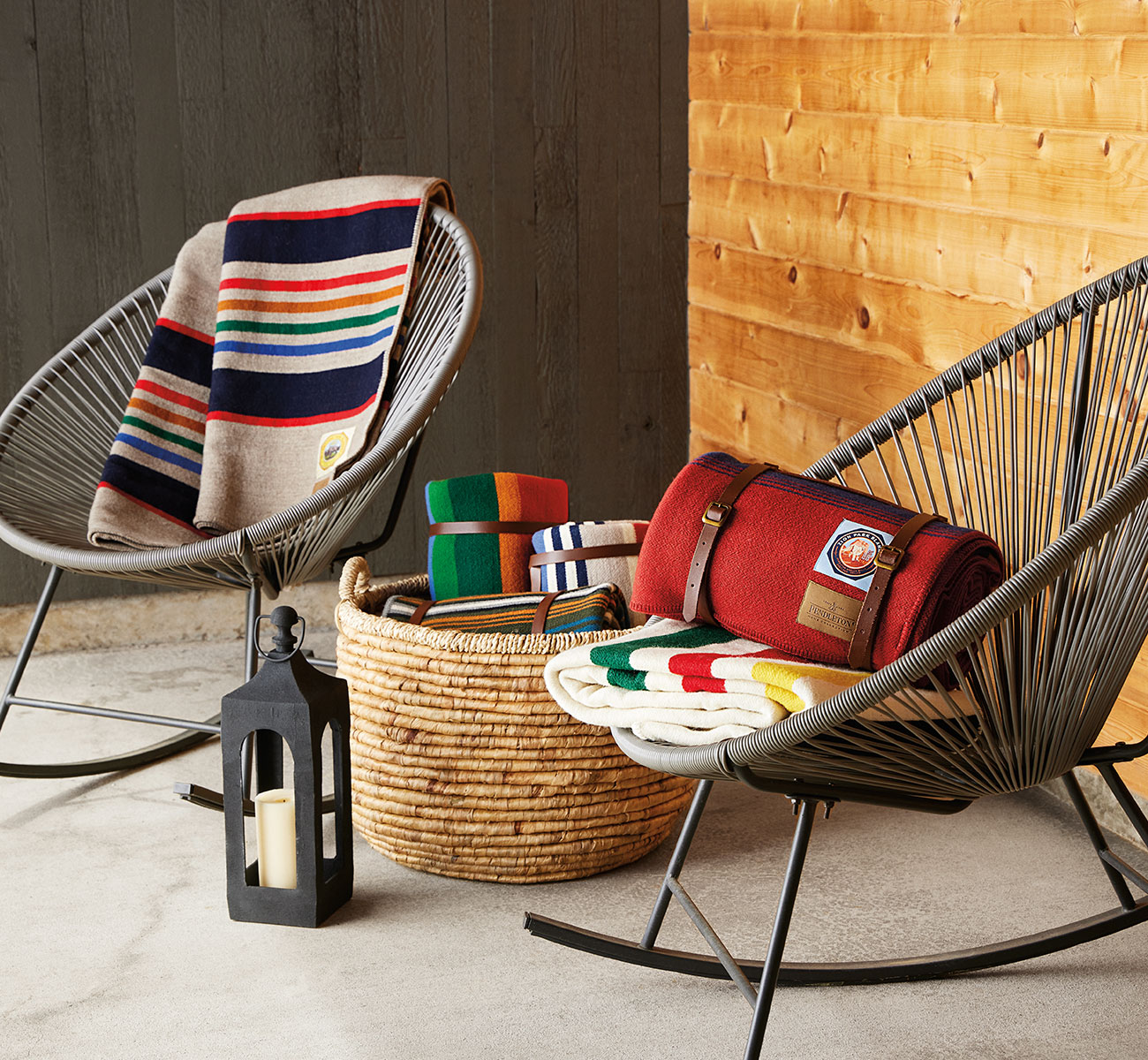 Roll-Up Throws shown On Chairs